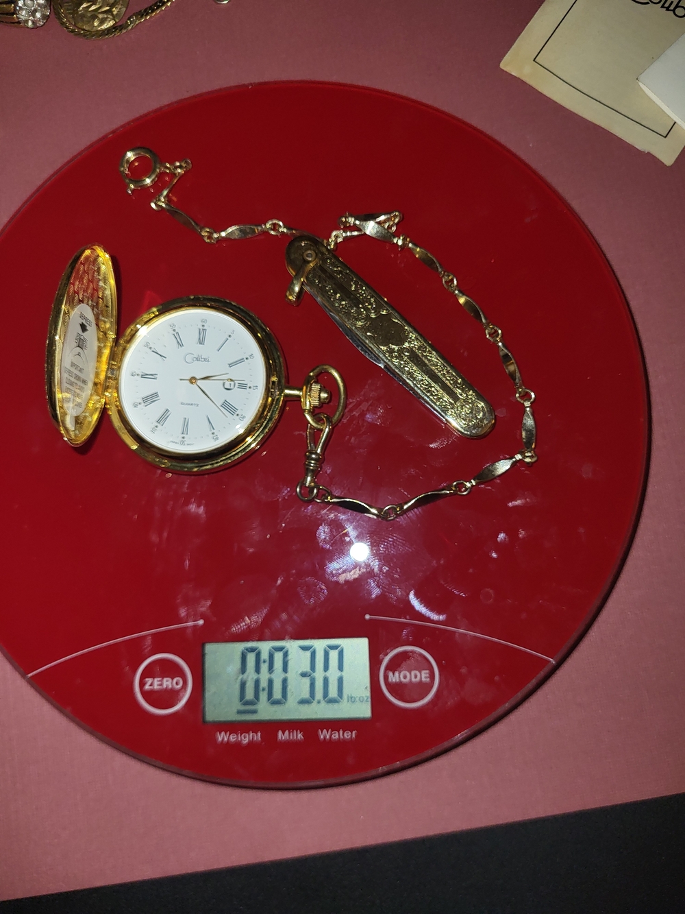 Gold Pocket Watch with Chain - Men Accessories